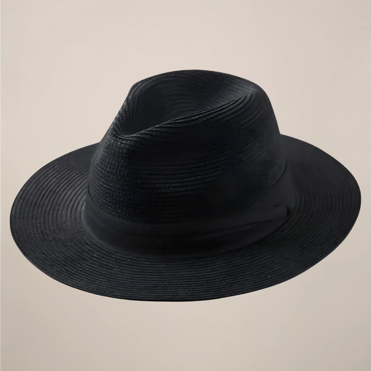 Homme Chapeau Panama à Large Bord avec Ruban Contrasté
