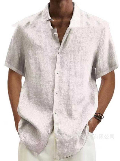 Homme Chemise Manches Courtes à Col Classique et Boutonnage