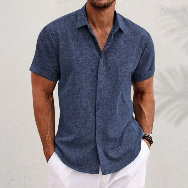 Homme Chemise Manches Courtes à Col Classique et Boutonnage