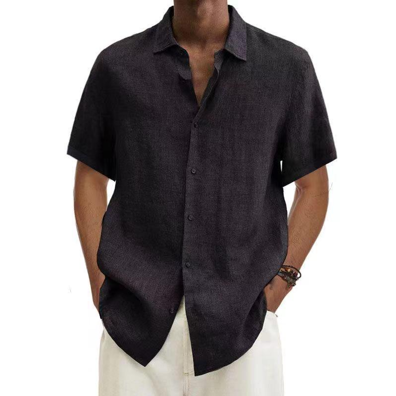 Homme Chemise Manches Courtes à Col Classique et Boutonnage
