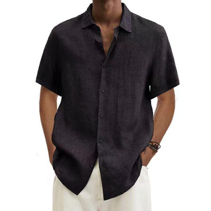 Homme Chemise Manches Courtes à Col Classique et Boutonnage