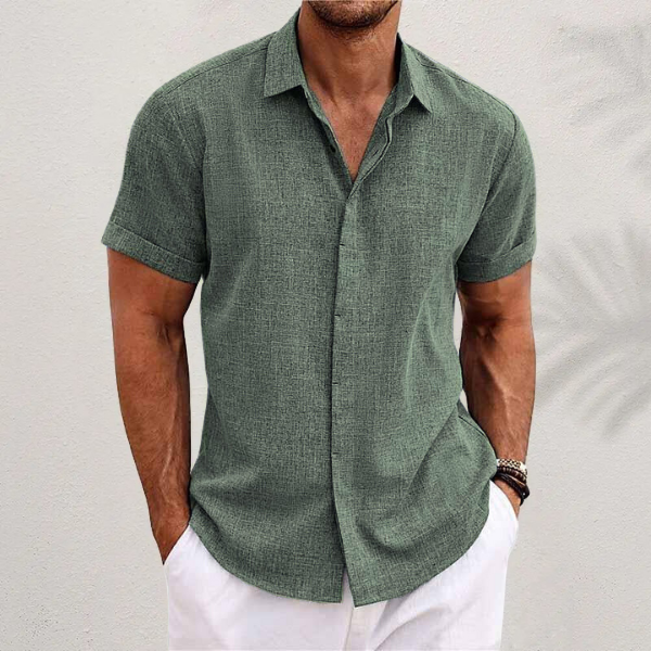 Homme Chemise Manches Courtes à Col Classique et Boutonnage