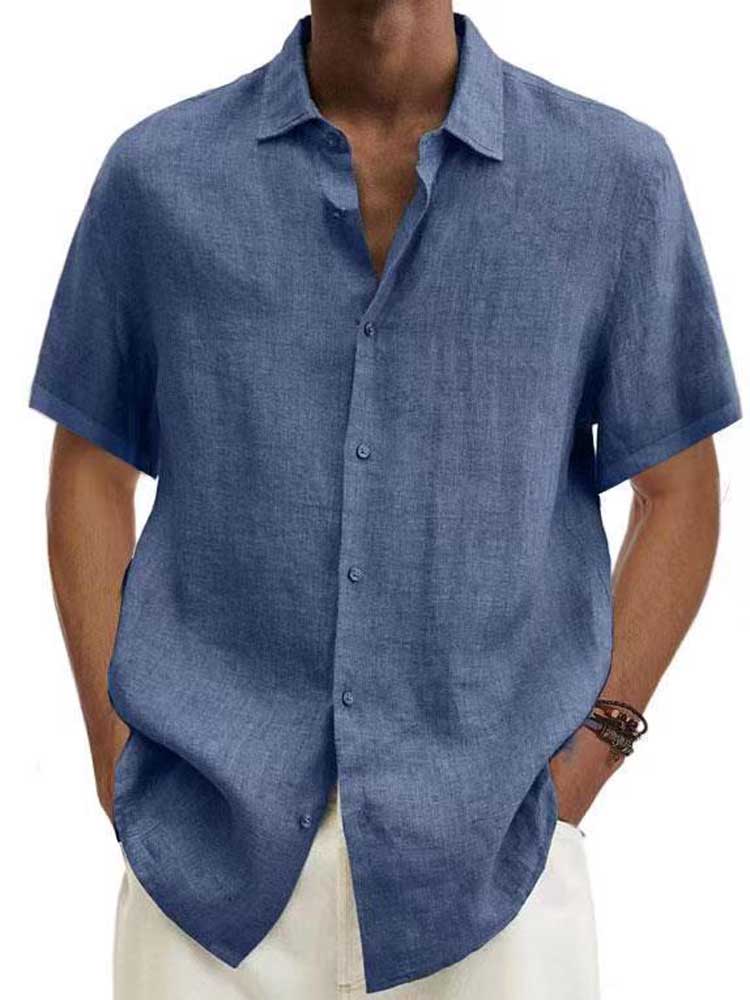 Homme Chemise Manches Courtes à Col Classique et Boutonnage