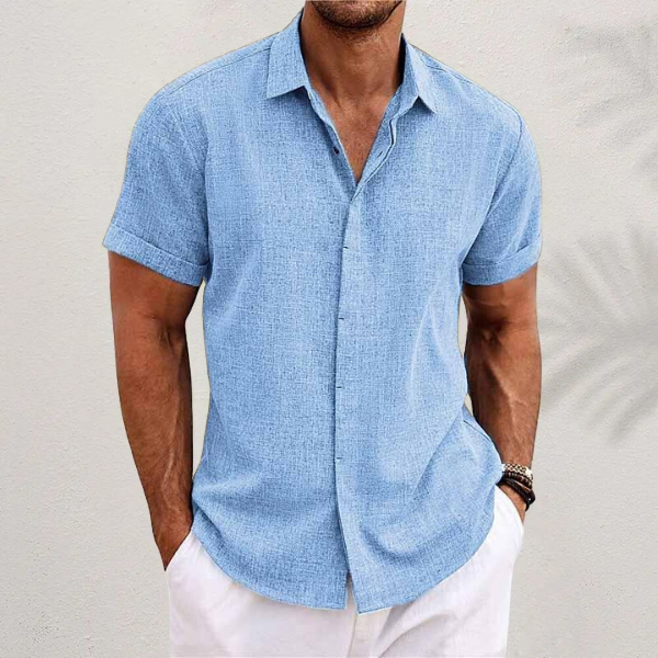 Homme Chemise Manches Courtes à Col Classique et Boutonnage