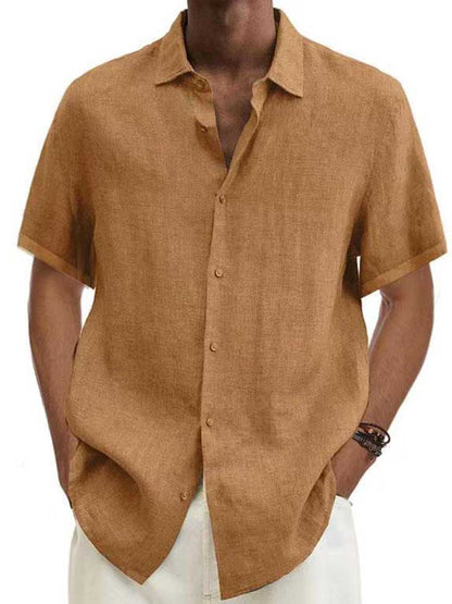 Homme Chemise Manches Courtes à Col Classique et Boutonnage