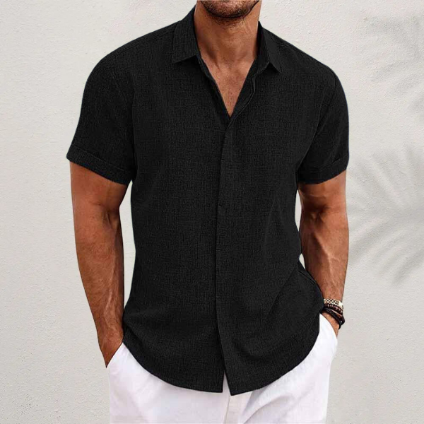 Homme Chemise Manches Courtes à Col Classique et Boutonnage