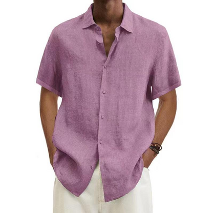 Homme Chemise Manches Courtes à Col Classique et Boutonnage