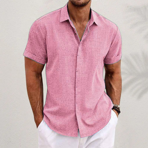 Homme Chemise Manches Courtes à Col Classique et Boutonnage