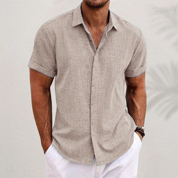 Homme Chemise Manches Courtes à Col Classique et Boutonnage