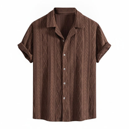 Homme Chemise Manches Courtes à Motif Texturé et Col Classique