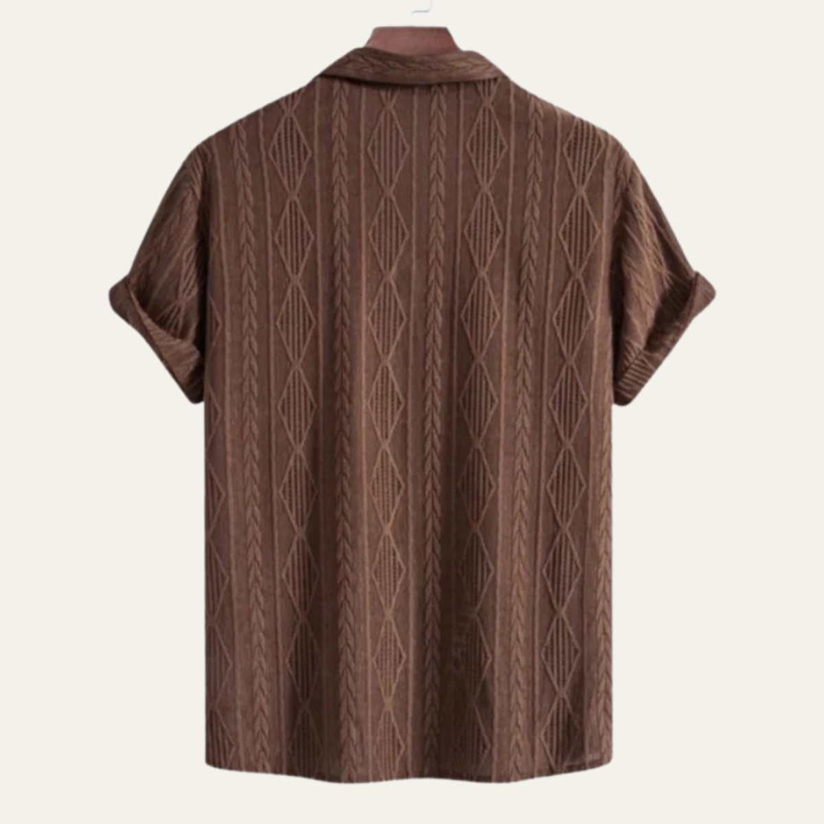 Homme Chemise Manches Courtes à Motif Texturé et Col Classique