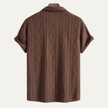 Homme Chemise Manches Courtes à Motif Texturé et Col Classique