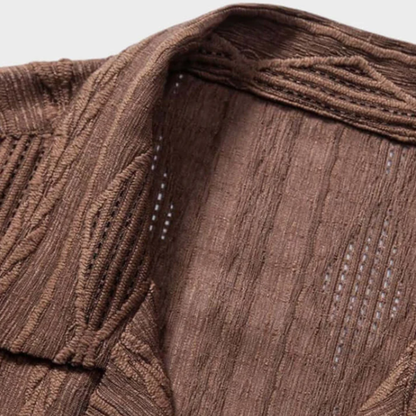 Homme Chemise Manches Courtes à Motif Texturé et Col Classique