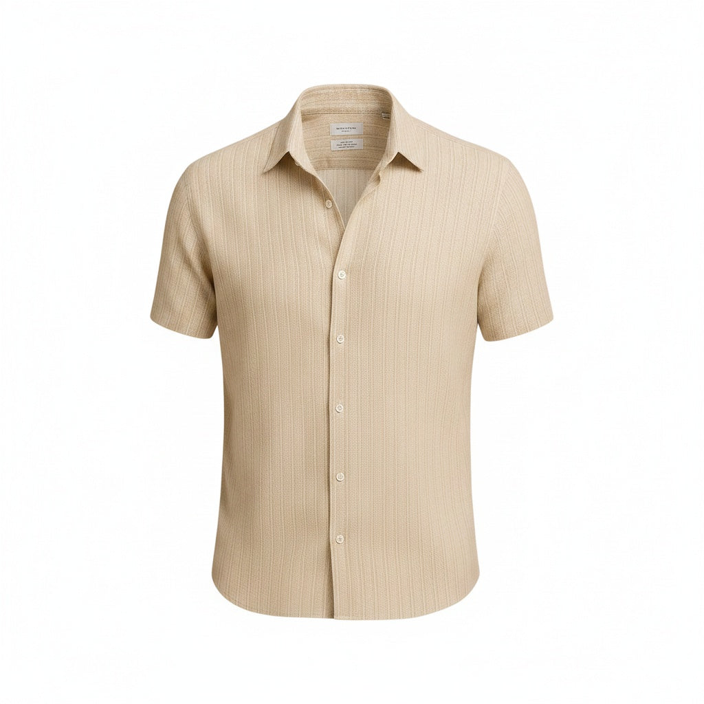 Homme Chemise Manches Courtes à Rayures Verticales et Col Classique