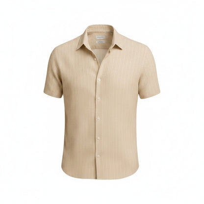 Homme Chemise Manches Courtes à Rayures Verticales et Col Classique