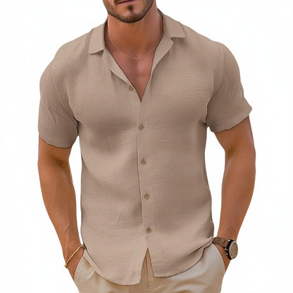 Homme Chemise Manches Courtes avec Boutons et Col Classique