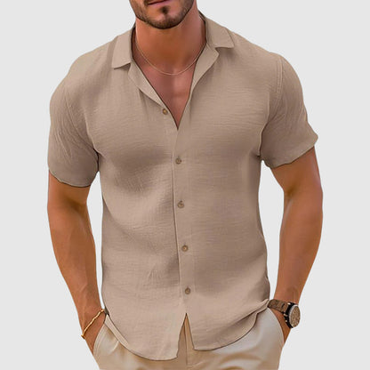 Homme Chemise Manches Courtes avec Boutons et Col Classique