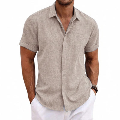 Homme Chemise Manches Courtes avec Col Classique et Boutonnage