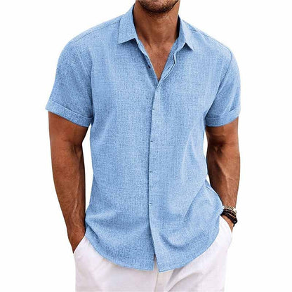 Homme Chemise Manches Courtes avec Col Classique et Boutonnage