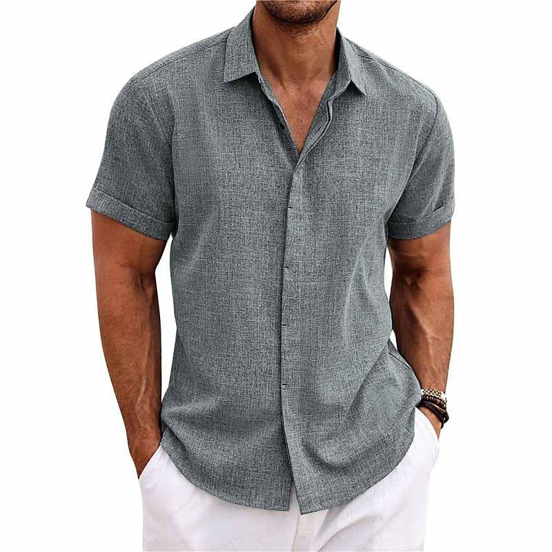 Homme Chemise Manches Courtes avec Col Classique et Boutonnage