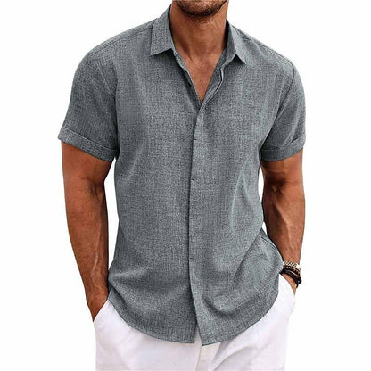 Homme Chemise Manches Courtes avec Col Classique et Boutonnage