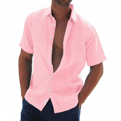 Homme Chemise Manches Courtes avec Col Classique et Boutons