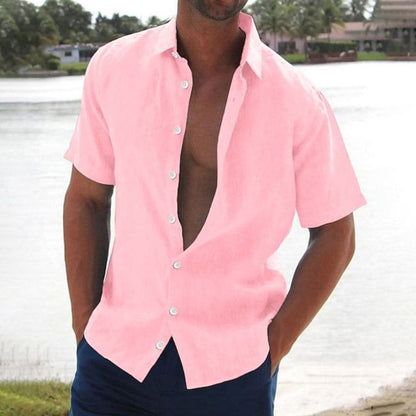 Homme Chemise Manches Courtes avec Col Classique et Boutons