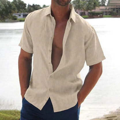 Homme Chemise Manches Courtes avec Col Classique et Boutons
