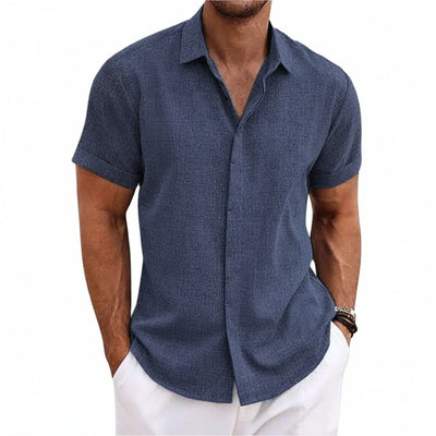 Homme Chemise Manches Courtes avec Col Ouvert et Boutonnage