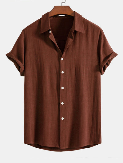 Homme Chemise Manches Courtes col Classique Coupe Décontractée