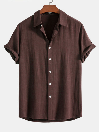 Homme Chemise Manches Courtes col Classique Coupe Décontractée