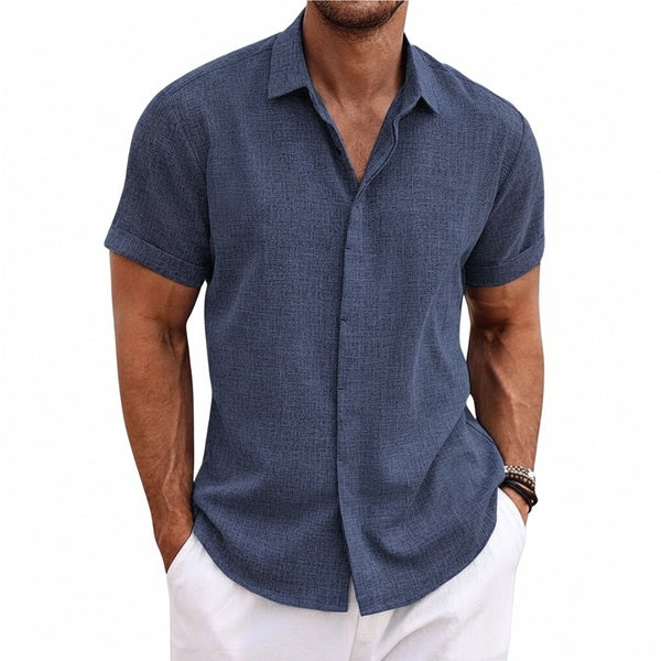 Homme Chemise Manches Courtes Regular Fit avec Col Classique et Ourlet Droit
