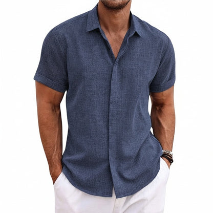 Homme Chemise Manches Courtes Regular Fit avec Col Classique et Ourlet Droit