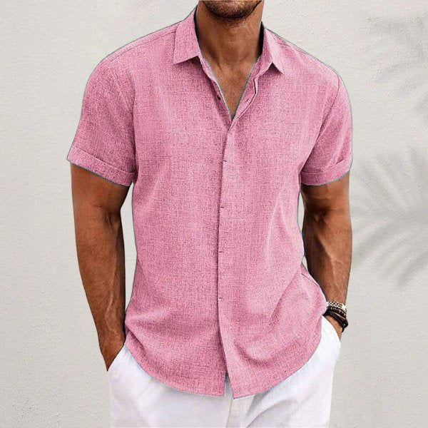 Homme Chemise Manches Courtes Regular Fit avec Col Classique et Ourlet Droit