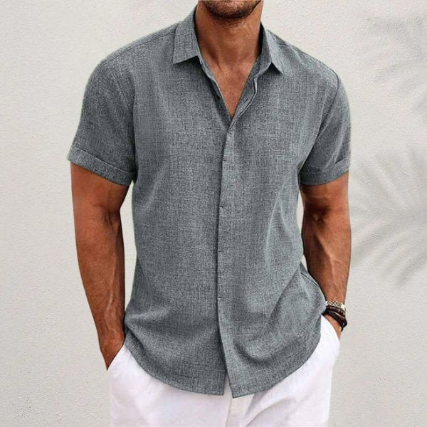 Homme Chemise Manches Courtes Regular Fit avec Col Classique et Ourlet Droit