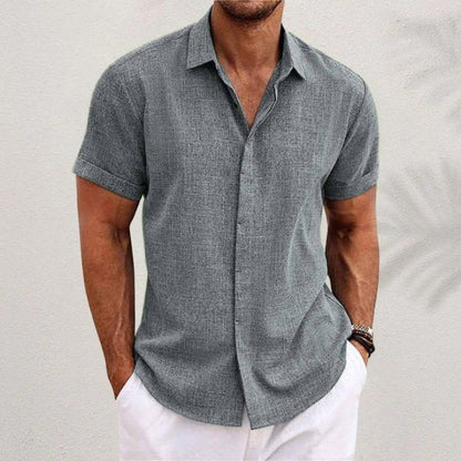 Homme Chemise Manches Courtes Regular Fit avec Col Classique et Ourlet Droit