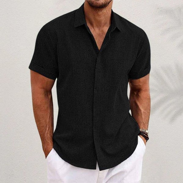 Homme Chemise Manches Courtes Regular Fit avec Col Classique et Ourlet Droit