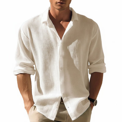 Homme Chemise Manches Longues à Col avec Fermeture Boutons Regular Fit