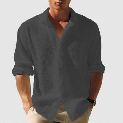 Homme Chemise Manches Longues à Col avec Fermeture Boutons Regular Fit