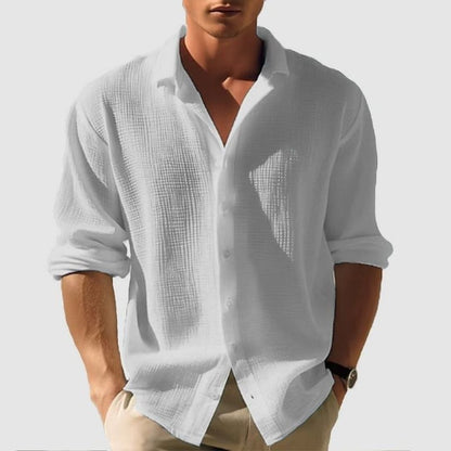 Homme Chemise Manches Longues à Col avec Fermeture Boutons Regular Fit
