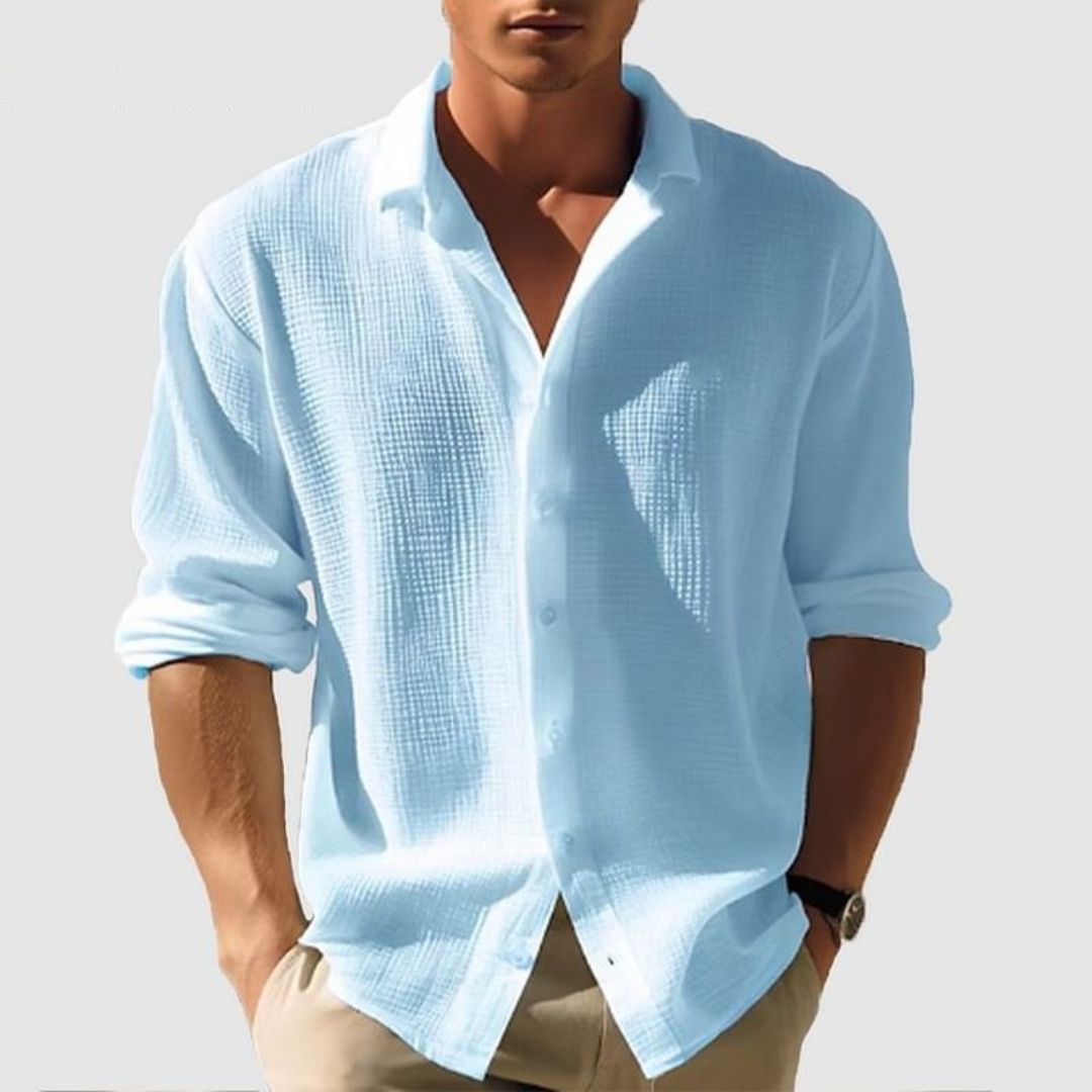Homme Chemise Manches Longues à Col avec Fermeture Boutons Regular Fit