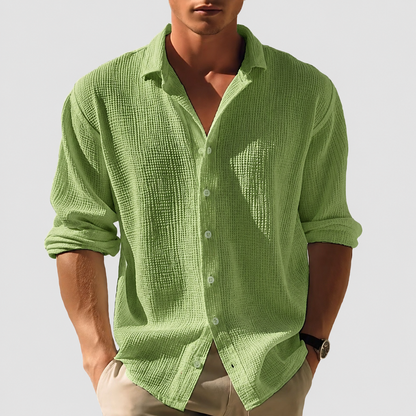 Homme Chemise Manches Longues à Col avec Fermeture Boutons Regular Fit