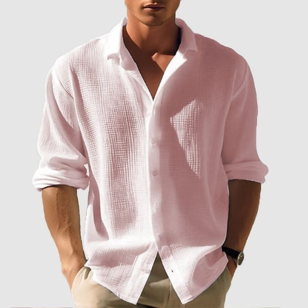 Homme Chemise Manches Longues à Col avec Fermeture Boutons Regular Fit
