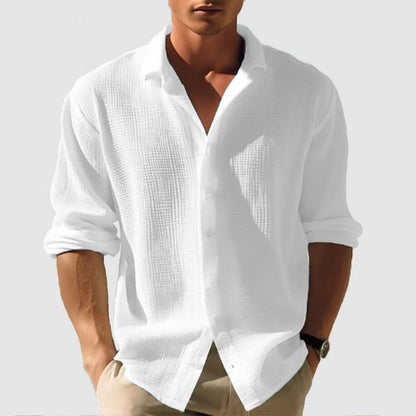 Homme Chemise Manches Longues à Col avec Fermeture Boutons Regular Fit