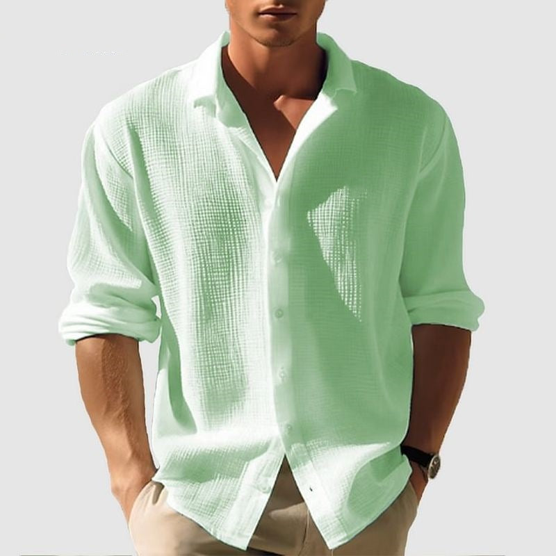 Homme Chemise Manches Longues à Col avec Fermeture Boutons Regular Fit