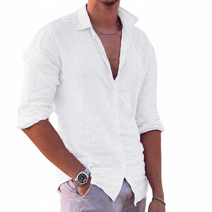 Homme Chemise Manches Longues à Col Classique et Boutonnage Intégral
