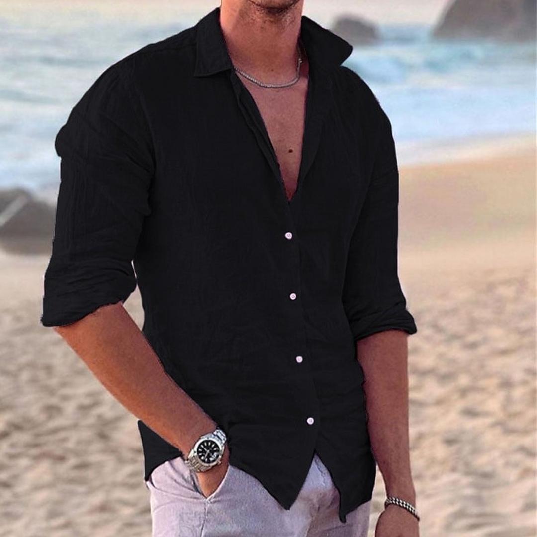 Homme Chemise Manches Longues à Col Classique et Boutonnage Intégral