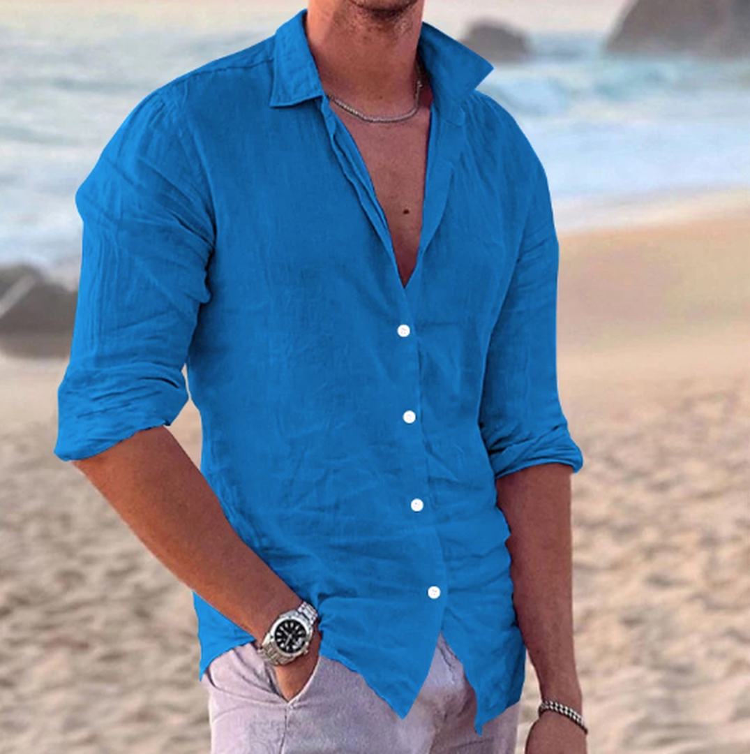 Homme Chemise Manches Longues à Col Classique et Boutonnage Intégral