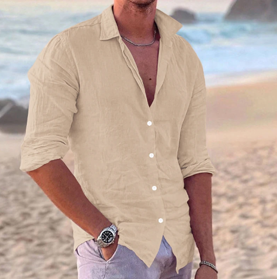 Homme Chemise Manches Longues à Col Classique et Boutonnage Intégral