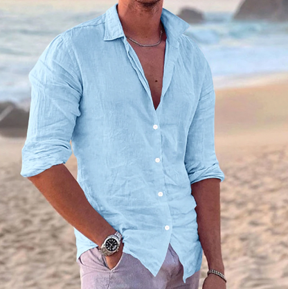 Homme Chemise Manches Longues à Col Classique et Boutonnage Intégral